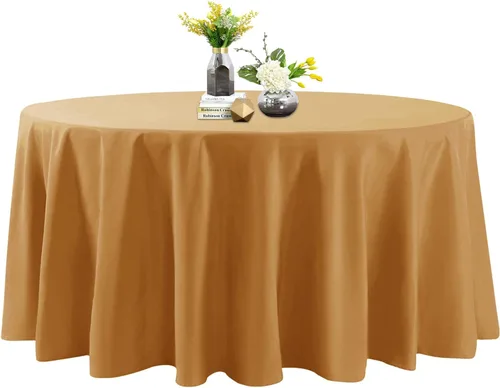 Miniatura 129 de Mantel de poliéster lavable de 90 pulgadas, resistente a las manchas y a las arrugas, mantel decorativo para mesa de comedor, fiestas de bufé y Negro