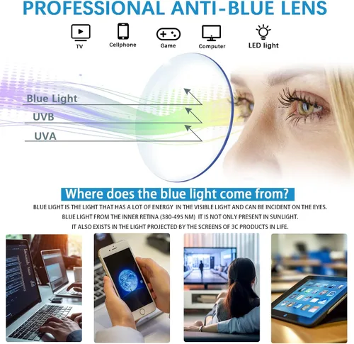 Miniatura 4 de Paquete de 5 pares de lentes para bloquear la luz azul para computadora y lectura para hombres y mujeres, antifatiga ocular (5 Mix-2, 2.00)