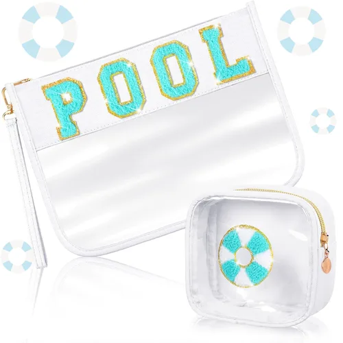 Miniatura 9 de Hillban Juego de 2 bolsas de bebé de chenilla, bolsas de letras de chenilla, bolsa de maquillaje, bolsa de viaje para bebé, impermeable, portátil
