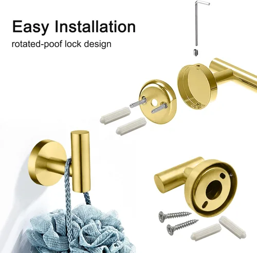 Miniatura 5 de Juego de accesorios de baño, 7 piezas de toallero de baño de acero inoxidable, incluye barras de toalla de mano de 16 pulgadas, soportes para papel