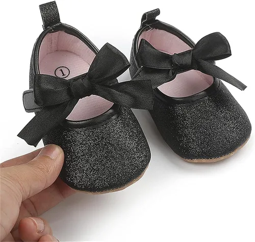 Miniatura 5 de Timatego Mary Jane - Zapatos planos de encaje con lazo antideslizante y suela suave para recién nacidos, para boda, fiesta, princesa