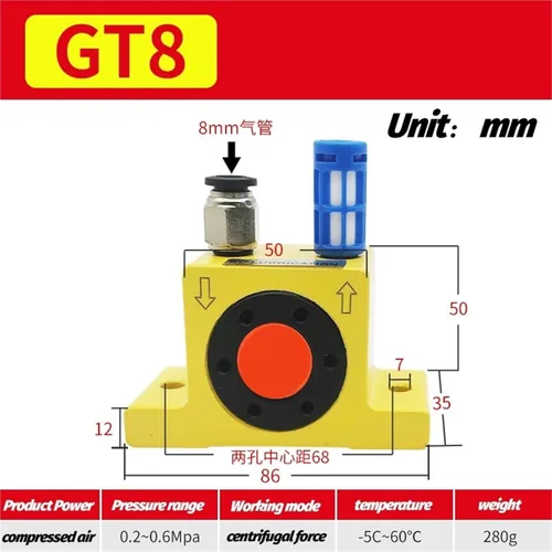 Miniatura 3 de Air pneumatic turbine vibrator GT8 GT10 GT13 GT16 GT20 GT25 GT30 GT32 GT36 GT40 Industrial Turbine Vibrator K8 K10 K13 K16 K20(GT10)