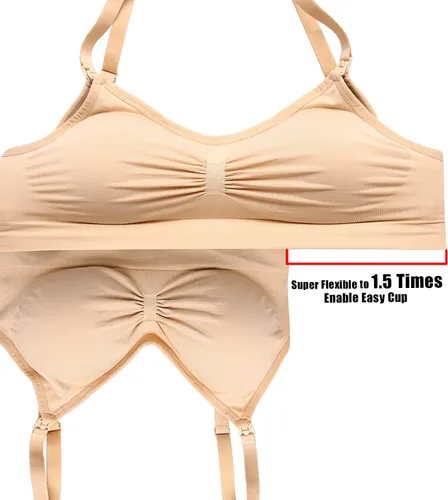 Miniatura 3 de Hofish - Paquete de 3 corpiños de maternidad de lactancia sin costuras de busto completo XXL con extensores y clips adicionales de corpiño