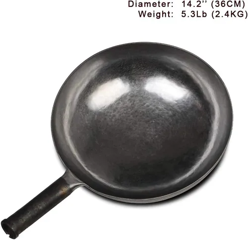 Miniatura 2 de ZhenSanHuan - Woks chinos de hierro martillado a mano y sartenes para freír, antiadherentes, sin revestimiento, acero al carbono