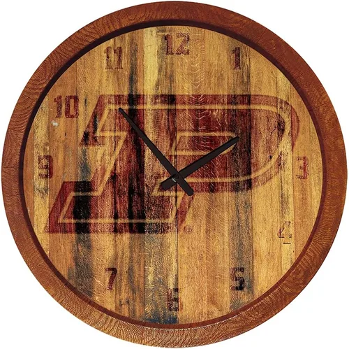 Miniatura 161 de The Fan-Brand NCAA Oklahoma Sooners: Reloj de pared con parte superior de barril de imitación para decoración de bar, decoración de fiesta