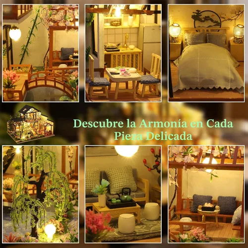 Miniatura 5 de OZJAY Kit de Casa de Muñecas en Miniatura DIY, Kit de Casa Pequeña con LED y Movimiento de Música, Kit de Casa de Muñecas de Madera DIY en Miniatura