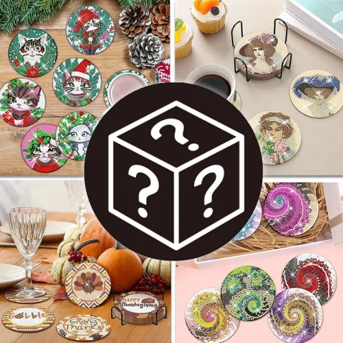 Miniatura 7 de 200 Estilos de Posavasos de Diamante Caja Sorpresa con Soporte DIY Arte de Diamante Posavasos Caja Sorpresa para Adultos Kits de Diamantes