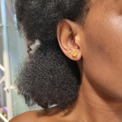 Miniatura 75 de Aretes de piedra preciosa natural en bruto con oro amarillo sobre plata de ley 925, 6 a 0.276 in, regalo de piedra de nacimiento de calidad genuina