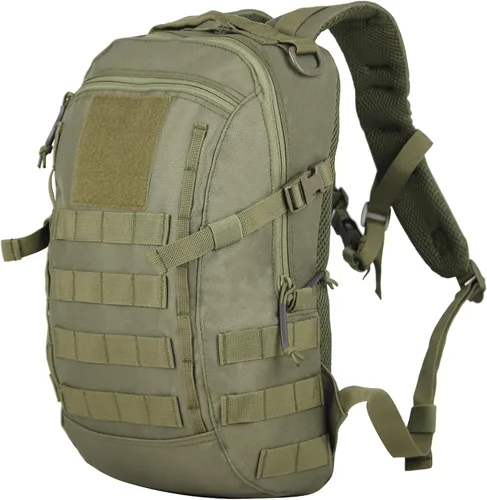 Miniatura 11 de Mochila táctica pequeña militar de 12 litros, mochila Molle, mochila militar para exteriores, senderismo, campamento, viajes (bronceado)
