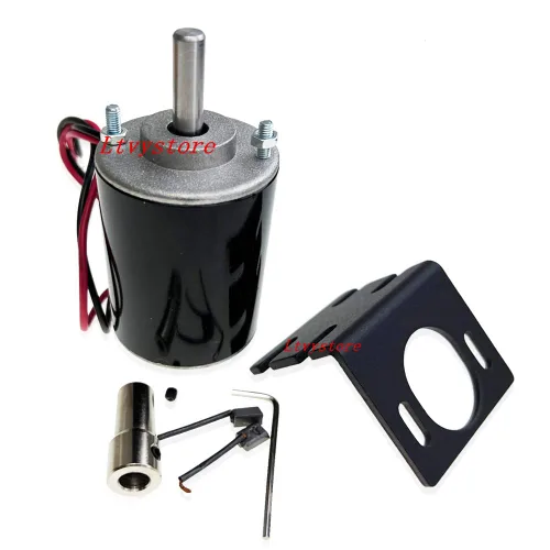 Miniatura 4 de Motor de CC de imán permanente de 12 V, 30 W 3500 RPM de alta velocidad CW/CCW Motor de engranaje eléctrico para generador de bricolaje, motor