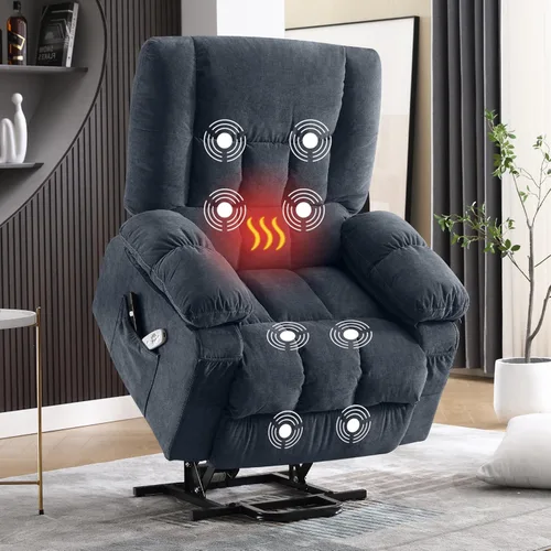 Miniatura 12 de MAHOMICO Silla reclinable eléctrica para personas mayores con masaje por vibración y calefacción lumbar, sofá reclinable eléctrico con bolsillo