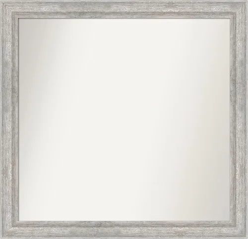 Miniatura 413 de Amanti Art Espejo de baño plateado para sobre fregadero, 23 x 23 pulgadas, espejo cuadrado plateado en ángulo, marco de madera moderno medio, se
