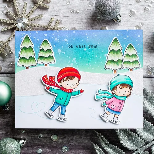 Miniatura 2 de Juegos de sellos y troqueles transparentes de esquí de invierno para hacer tarjetas, plantillas de corte troquelado para álbumes de recortes, álbum