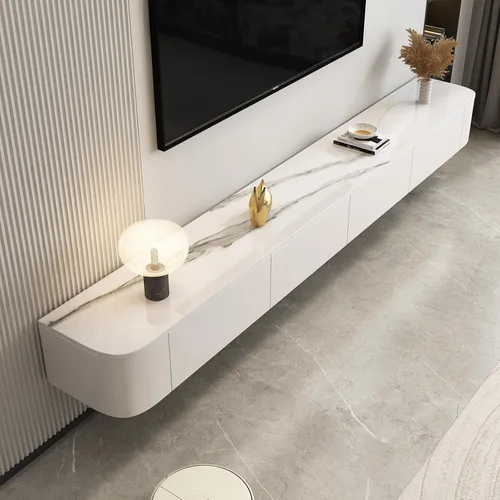 Miniatura 14 de Soporte flotante de TV - Consola multimedia montada en la pared con 2 cajones, centro de entretenimiento flotante, gabinete de TV, estante