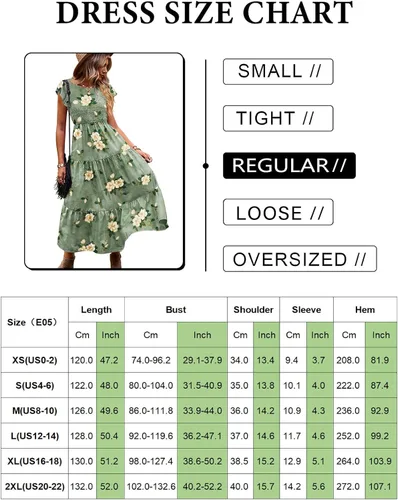 Miniatura 5 de YESNO Vestidos de verano para mujer, con volantes, manga casquillo, vestido casual bohemio con corpiño fruncido con bolsillos, E05
