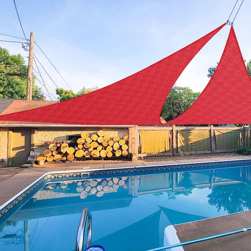 E&K Toldo parasol triangular de 8 x 8 x 8 pies, bloquea los rayos UV, para patio, jardín, al aire libre (rojo)