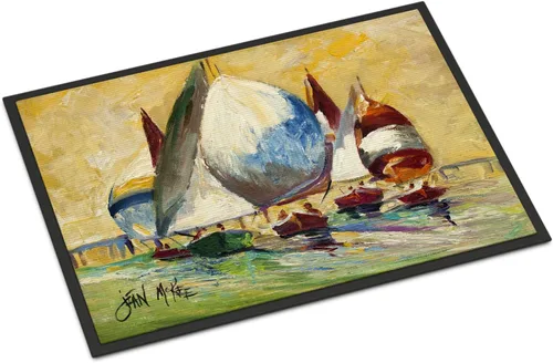 Miniatura 273 de Caroline's Treasures JMK1017JMAT - Tapete de caza de rana garza azul, 24 x 36 pulgadas, tapete para puerta delantera, interior y exterior