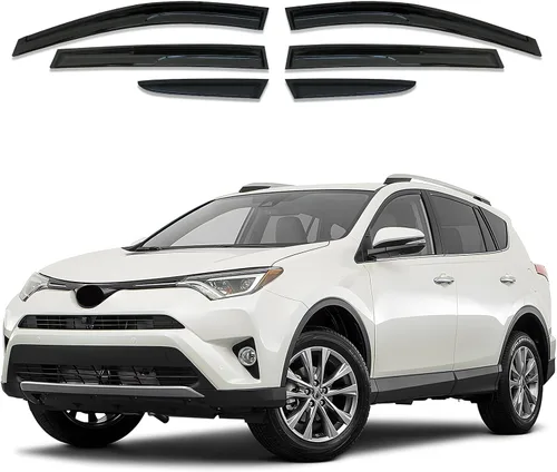 Juego de 6 viseras de ventana para Toyota RAV4 2013 2014 2015 2016 2017 2018 Safe Rain Out-Channel Guard deflector (para RAV4 13-18 juego de 6