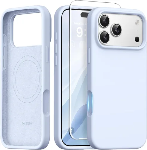 Miniatura 29 de GONEZ Funda de silicona para iPhone 14 Pro Max, compatible con MagSafe, con protector de pantalla + protector de lente de cámara, silicona líquida a