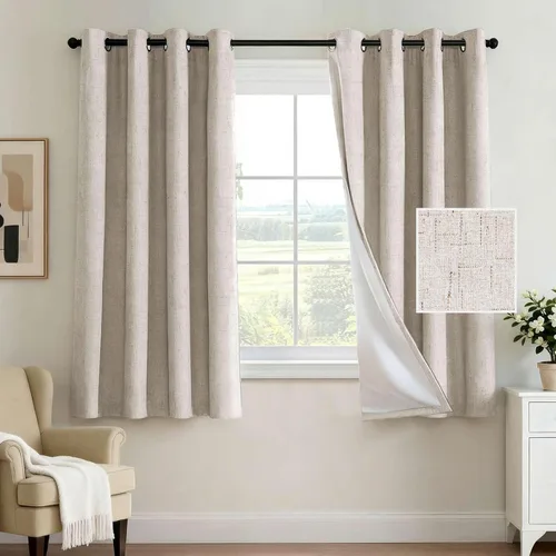 Miniatura 86 de H.VERSAILTEX - Cortina opaca 100 % de lino de 108 pulgadas de largo para dormitorio, con aislamiento térmico, lino texturizado, ahorro de energía