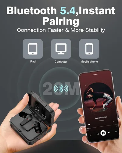 Miniatura 7 de Qozybuds Auriculares Bluetooth 5.4 para el lugar de trabajo, protección auditiva SNR de 29 dB, 70 horas de reproducción, protección para los oídos