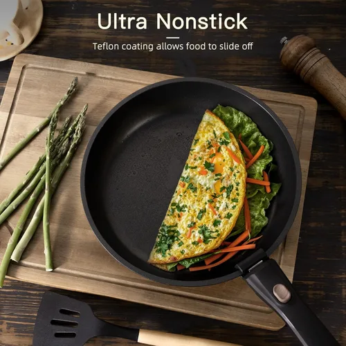Miniatura 3 de Astercook - Juego de utensilios de cocina de cerámica antiadherente para RV, ollas y sartenes con mango desmontable/removible, apto para horno, Negro