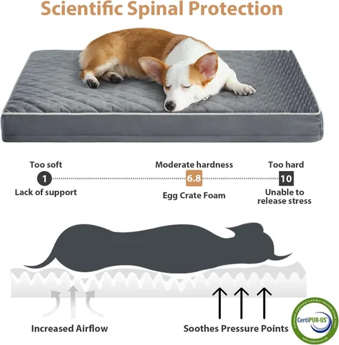Miniatura 3 de WNPETHOME Cama Ortopédica para Perro para Jaula, Cama Impermeable para Perros Extra Grandes con Funda Extraíble y Lavable, Camas para Jaula de Gris
