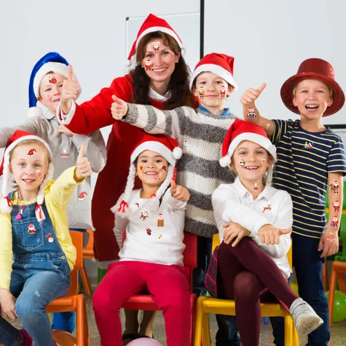 Miniatura 6 de LOMIMOS 240 tatuajes temporales de Navidad para niños, recuerdos de fiesta de Navidad, tatuajes que brillan en la oscuridad, calcomanías