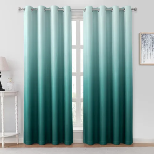 Miniatura 20 de HOMEIDEAS Cortinas Blackout Negras Ombré de 52 x 63 Pulgadas de Largo Degradado Oscurecimiento de Habitación Aislamiento Térmico Ahorro de Energía