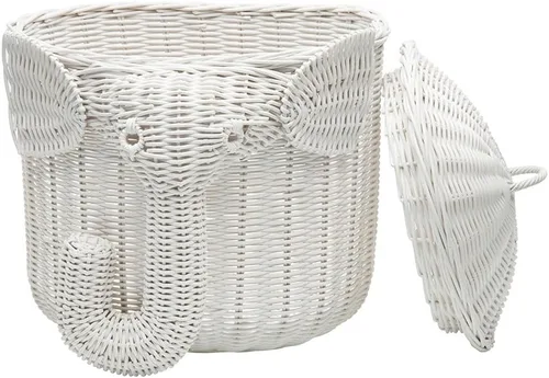 Miniatura 3 de KOUBOO Rattan Elefante Almacenamiento Animal En Forma De Paños Tejidos A Mano Con Tapa Contenedor De Almacenamiento Decorativo Contenedor De Frutas