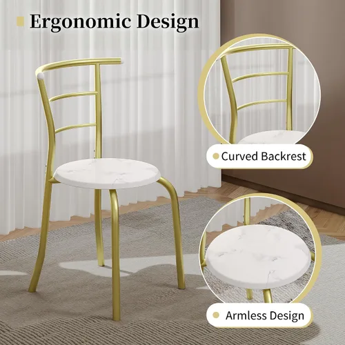Miniatura 5 de VECELO juego de mesa de comedor de 3 piezas para cocina o desayunador, con superficie ovalada de grano de madera y estructura de metal con estante