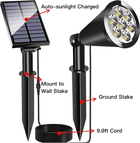 Miniatura 7 de MEIHONG Lámpara solar de techo para porche + focos solares de anochecer a amanecer, luces solares de paisaje, luces solares para jardín, porche