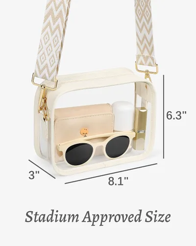 Miniatura 3 de FANGSUN Bolso transparente para mujer, bolso cruzado transparente aprobado para estadios, pequeño bolso transparente para conciertos y festivales