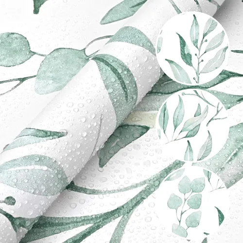 Miniatura 9 de WENMER Papel tapiz autoadhesivo de hojas verdes para despegar y pegar, papel de contacto floral extraíble de hojas de acuarela de 17.7 x 118