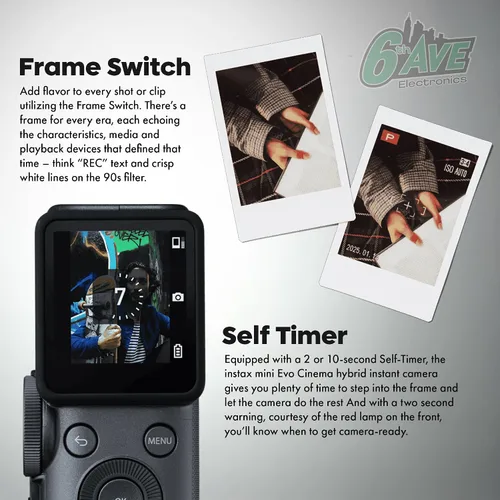 Miniatura 6 de FUJIFILM instax mini Evo Cinema Hybrid - Paquete de cámara instantánea, impresora de cámara 3 en 1 con Bluetooth + Gen Dial para 10 efectos