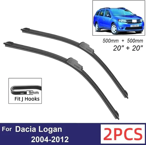 Miniatura 2 de Limpiaparabrisas delantero compatible con Dacia Logan 2004-2012, limpiaparabrisas delantero de goma suave, parabrisas automático de 20 pulgadas