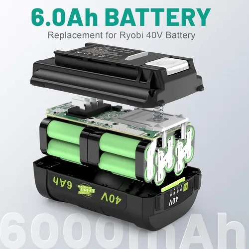 Miniatura 3 de Futurebatt Batería de gran capacidad 6.0Ah 40V para Ryobi 40 voltios herramientas eléctricas OP4015 OP4026 OP40201 OP4030 OP4040 OP4050 OP40601 etc.