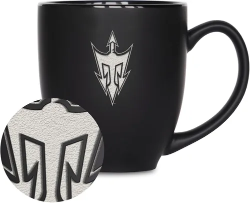Miniatura 228 de Rico Industries - Taza de cerámica mate negra con grabado láser estándar de 15oz para NCAA (escuelas T & U) - Para bebidas calientes o frías