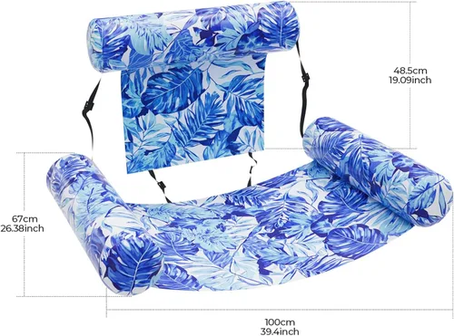 Miniatura 6 de Flotador inflable de piscina para adultos – Silla flotante resistente y fideos de piscina para verano, playa, lago y fiestas en la piscina – Cómodo