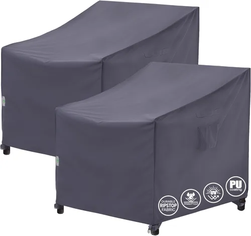 Miniatura 13 de F&J Outdoors Fundas para Sillas de Patio, Funda para Silla de Descanso de Asiento Profundo y Silla de Comedor, De Alta Resistencia, Impermeable, Gris