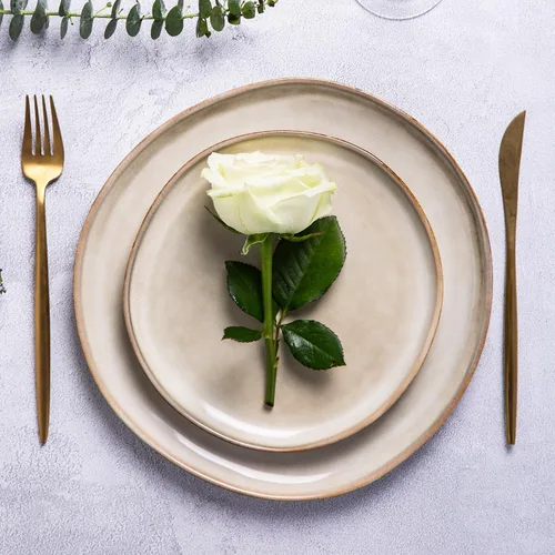 Miniatura 6 de Juego de Platos de Cerámica AmorArc de 6, Platos de Barro de Esmalte Reactivo Hechos a Mano de 8.5 Pulgadas para Postre, Ensalada, Aperitivo, Cena