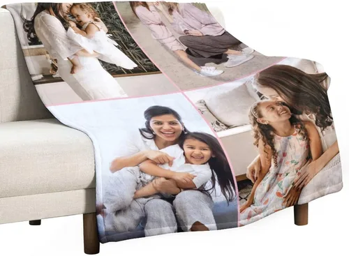 Miniatura 2 de Manta personalizada con texto fotográfico, regalo personalizado, 1-10 imágenes, manta personalizada para madre, padre, familia, amigos, Navidad