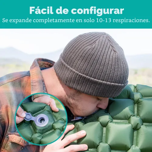 Miniatura 7 de Sleepingo Colchoneta de dormir ultraligera - Colchón inflable y compacto de aire de camping para mochileros, senderismo - Nuevo Verde