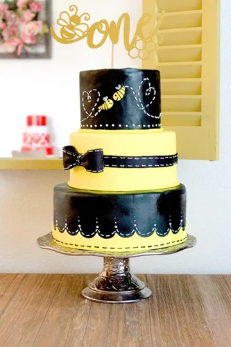 Miniatura 7 de One Bee - Decoración dorada para pastel de abejorro con purpurina – 1er cumpleaños, revelación de género, decoración de fiesta de baby shower