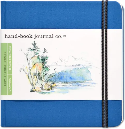 Handbook Journal Co. Cuaderno de viaje con cubierta de lona para artistas, para dibujo y bocetos, azul ultramarino, cuadrado de 5.5 x 5.5 pulgadas,