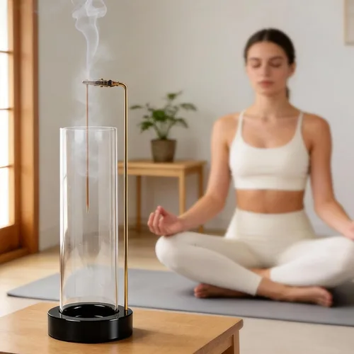 Miniatura 3 de Soporte para varillas de incienso, quemador de incienso anti-cenizas con 30 varillas de incienso, recogedor de cenizas de vidrio desmontable