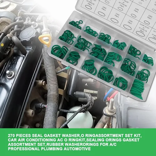 Miniatura 7 de Kit de juntas tóricas de aire acondicionado para automóvil, conjunto surtido de juntas de orings de sellado, 270 piezas, arandela de junta