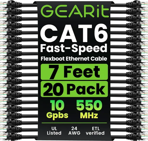 Miniatura 19 de GearIT Paquete de 20 cables de conexión Cat6 de 1 pie, cable Ethernet Cat 6 sin enganches, flexible y suave, serie Preimum, color azul