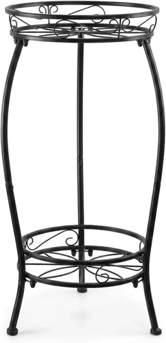 Soporte para plantas para interiores y exteriores de 27.1 pulgadas, soporte de metal alto de 2 niveles para plantas, estante de esquina resistente a