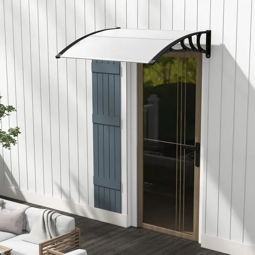 Miniatura 2 de Tangkula Toldo de ventana de 40 x 48 pulgadas, moderno toldo de policarbonato para puerta superior con hoja hueca para protección contra la lluvia